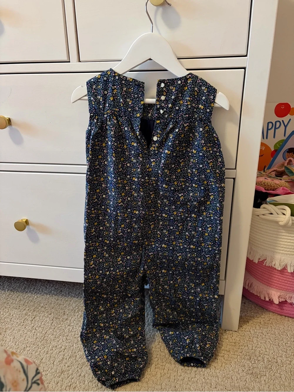 Ralph Lauren Girls 24 Months Floral Romper Navy Blue Pink Green
